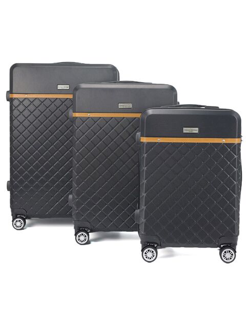 3 Valises 4 roues doubles Odeon 55/65/75 cm noires