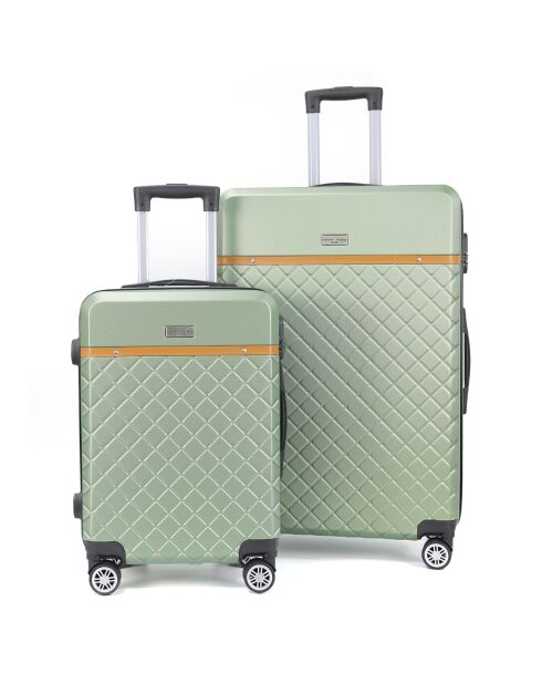 2 Valises 4 roues doubles Odeon 65/75 cm vert kaki