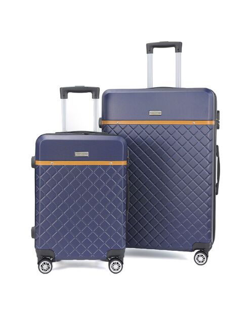 2 Valises 4 roues doubles Odeon 65/75 cm bleu marine