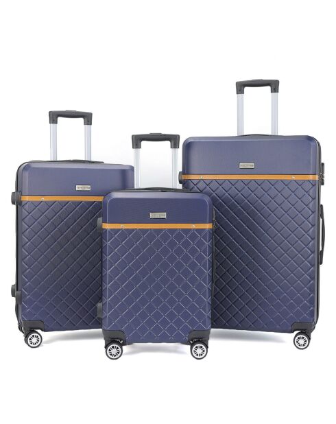 3 Valises 4 roues doubles Odeon 55/65/75 cm bleu marine