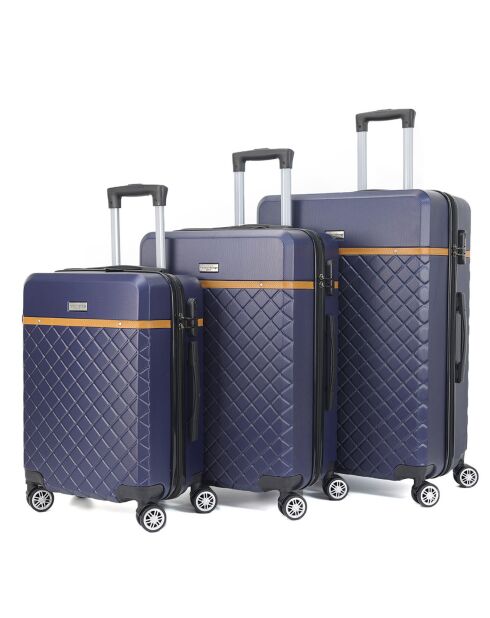 3 Valises 4 roues doubles Odeon 55/65/75 cm bleu marine