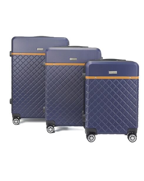 3 Valises 4 roues doubles Odeon 55/65/75 cm bleu marine
