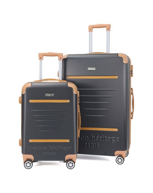 2 Valises 4 roues doubles Trocadéro 65/75 cm noires