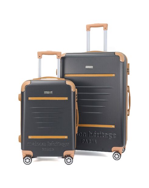 2 Valises 4 roues doubles Trocadéro 55/65 cm noires