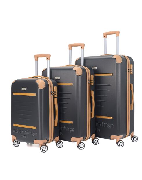 3 Valises 4 roues doubles Trocadéro 55/65/75 cm noires