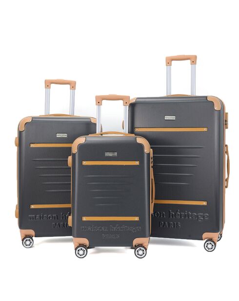 3 Valises 4 roues doubles Trocadéro 55/65/75 cm noires
