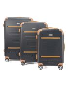 3 Valises 4 roues doubles Trocadéro 55/65/75 cm noires