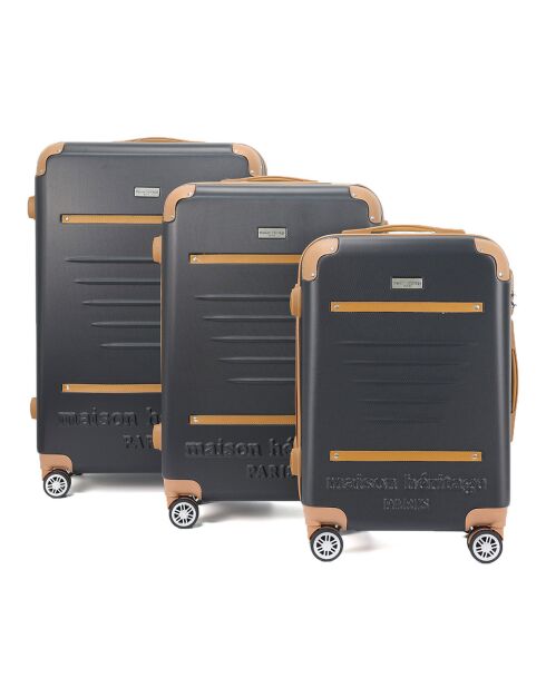 3 Valises 4 roues doubles Trocadéro 55/65/75 cm noires