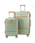 2 koffers 4 dubbele wielen Trocadero 55/75 cm kaki groen