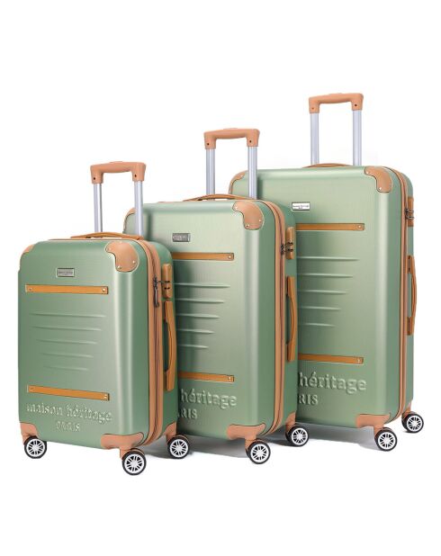 3 maletas 4 ruedas dobles Trocadero 55/65/75 cm verde caqui