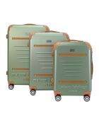 3 maletas 4 ruedas dobles Trocadero 55/65/75 cm verde caqui
