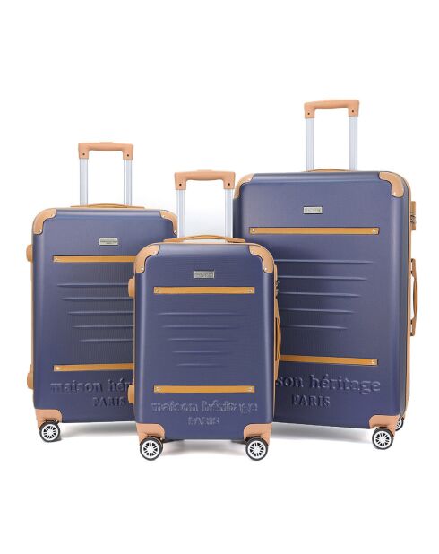 3 Valises 4 roues doubles Trocadéro 55/65/75 cm bleu marine