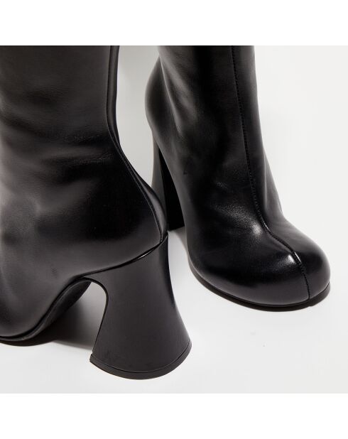 Cuissardes en Cuir Solene noires - Talon 10 cm