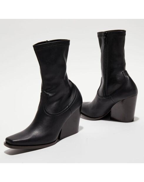 Bottines Vegan Cowboy noires - Talon 8,5 cm