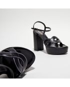 Sandales plateforme en Cuir Forever noires - Talon 12 cm