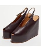 Peep-toes compensées en Cuir Annah bordeaux - Talon 13 cm