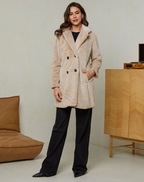 Manteau en Fausse Fourrure Manon beige