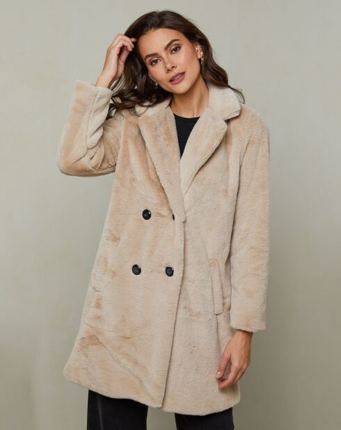 Manteau en Fausse Fourrure Manon beige