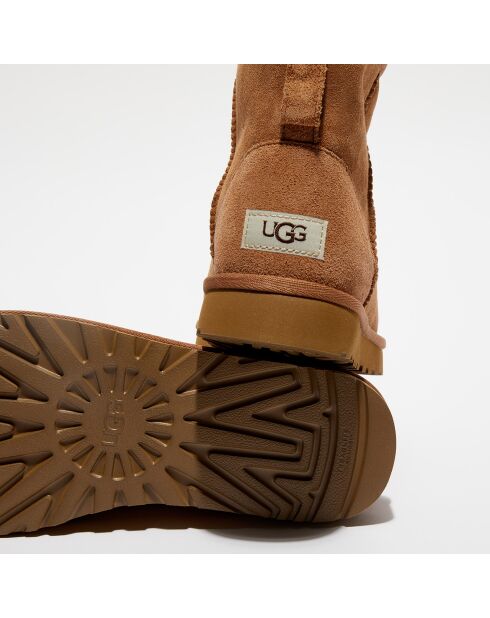 Boots fourrées Laine en Velours de Cuir Classic Mini beiges