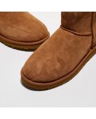 Boots fourrées Laine en Velours de Cuir Classic Mini beiges