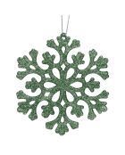 6 Ornements flocon de neige Glitter verts - 10x1x10 cm