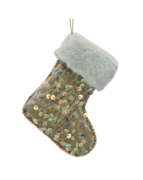 Botte de Noel à suspendre verte - 10x5x11 cm