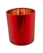 Bougeoir sapin rouge - 9x9x10 cm