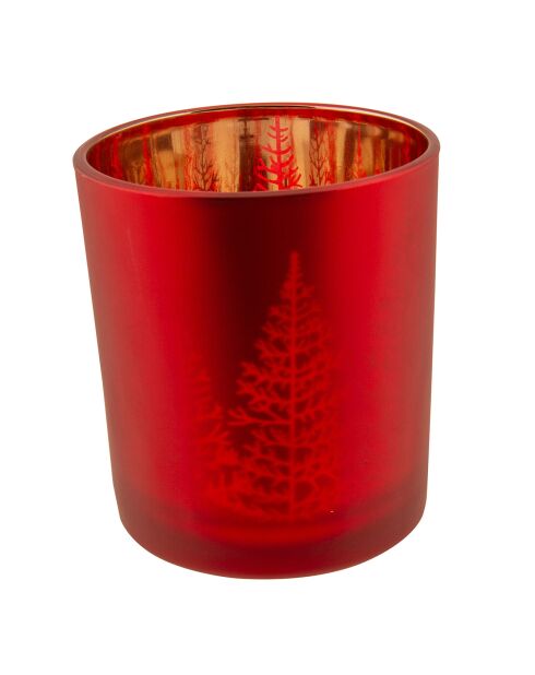 Bougeoir sapin rouge - 9x9x10 cm