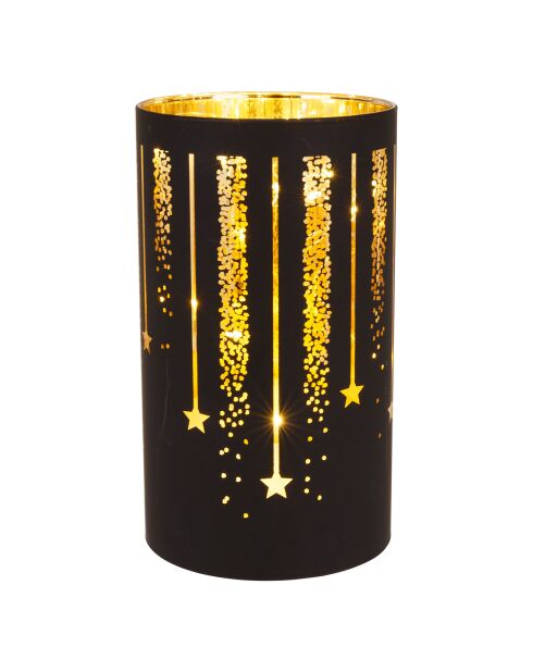 Bougeoir LED feux d'artifices noir - 9x9x16 cm