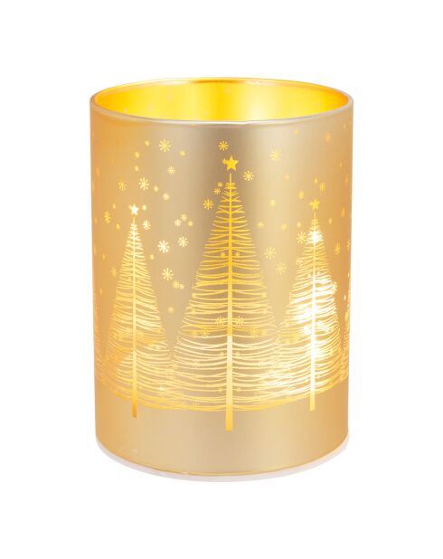 Bougeoir LED arbres doré - 9x9x12 cm