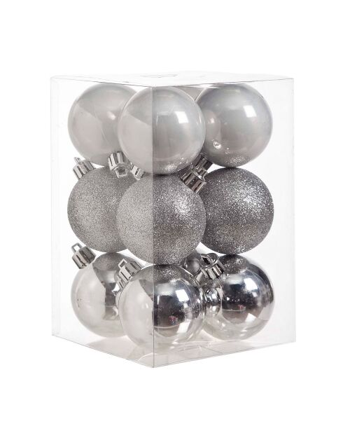 12 Boules de Noel argentées - D.6 cm