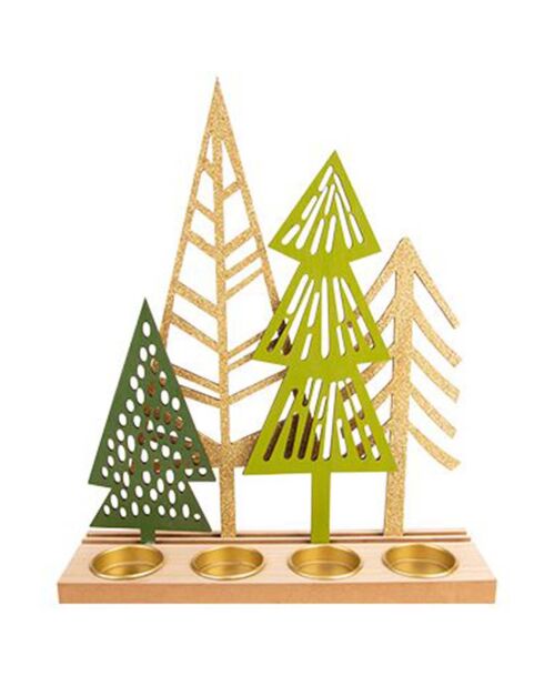 Bougeoir sapin de noël multicolore - 29.5x25x7.5 cm