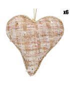 6 Coeurs à suspendre crème - 10x3x10 cm