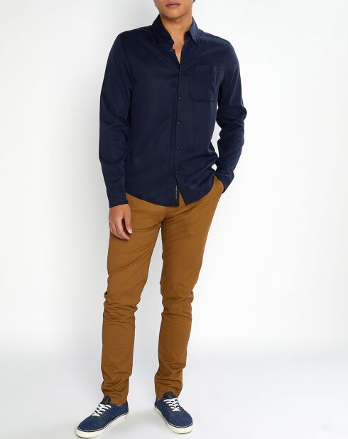 Chemise Tencel Poche bleu marine