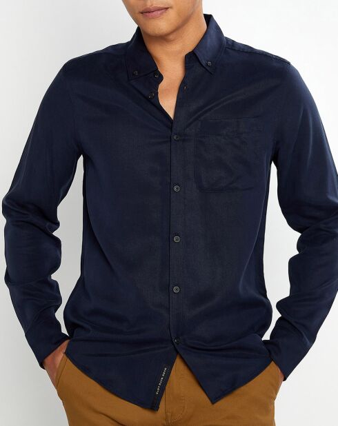 Chemise Tencel Poche bleu marine