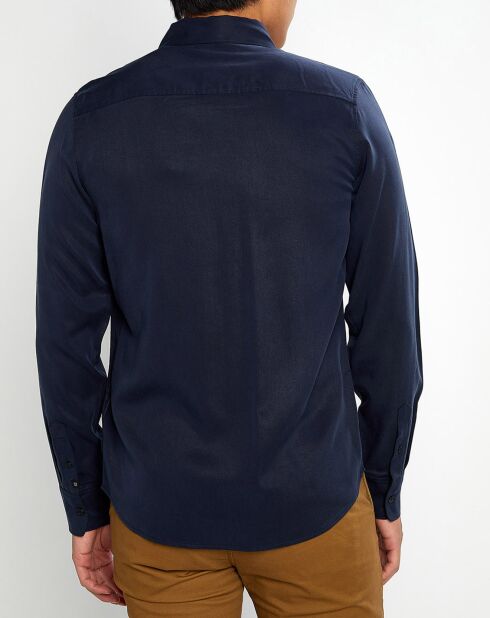 Chemise Tencel Poche bleu marine