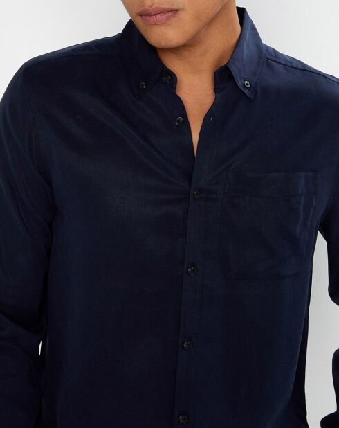 Chemise Tencel Poche bleu marine
