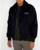 Blouson Aviateur en Laine mélangée bleu marine