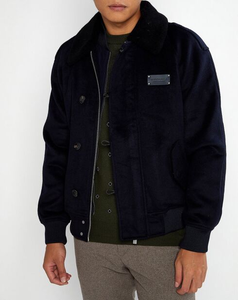 Blouson Aviateur en Laine mélangée bleu marine