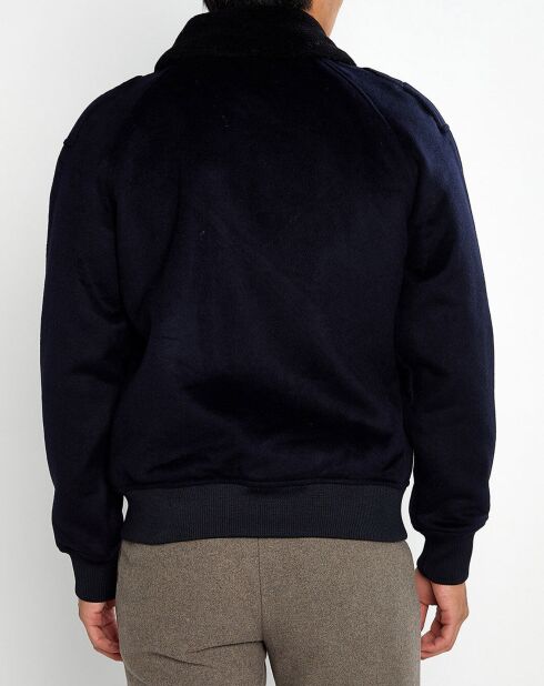 Blouson Aviateur en Laine mélangée bleu marine