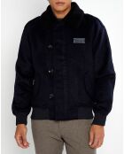 Blouson Aviateur en Laine mélangée bleu marine