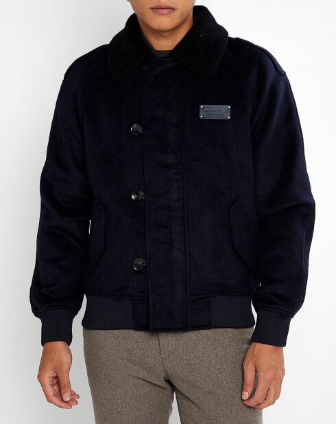 Blouson Aviateur en Laine mélangée bleu marine