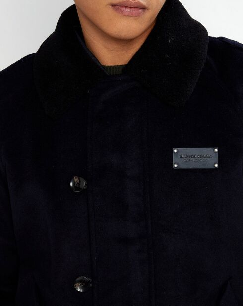 Blouson Aviateur en Laine mélangée bleu marine