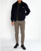 Blouson Aviateur en Laine mélangée bleu marine
