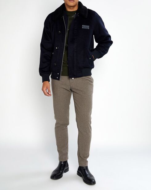 Blouson Aviateur en Laine mélangée bleu marine