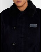 Blouson Aviateur en Laine mélangée bleu marine