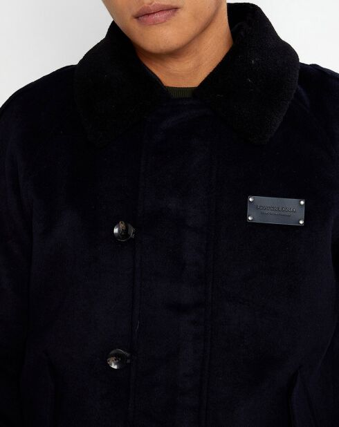 Blouson Aviateur en Laine mélangée bleu marine