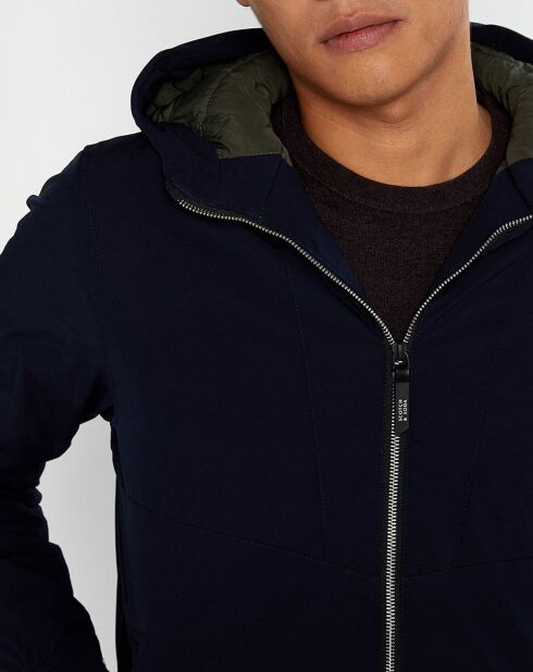 Blouson Interieur Quilted à Capuche bleu marine