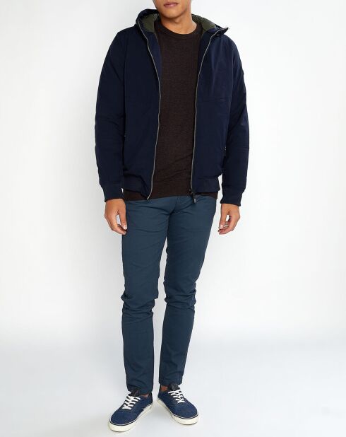Blouson Interieur Quilted à Capuche bleu marine