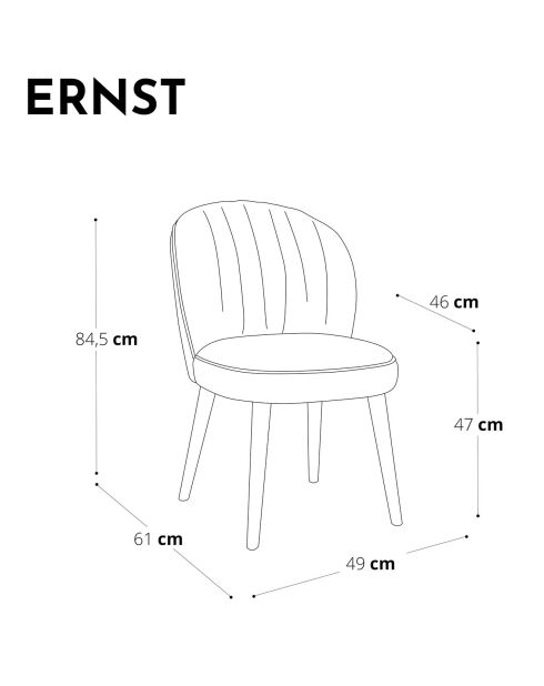 2 Chaises Ernst Velours Pieds velours  rose vintage - 63x49x84.5 cm